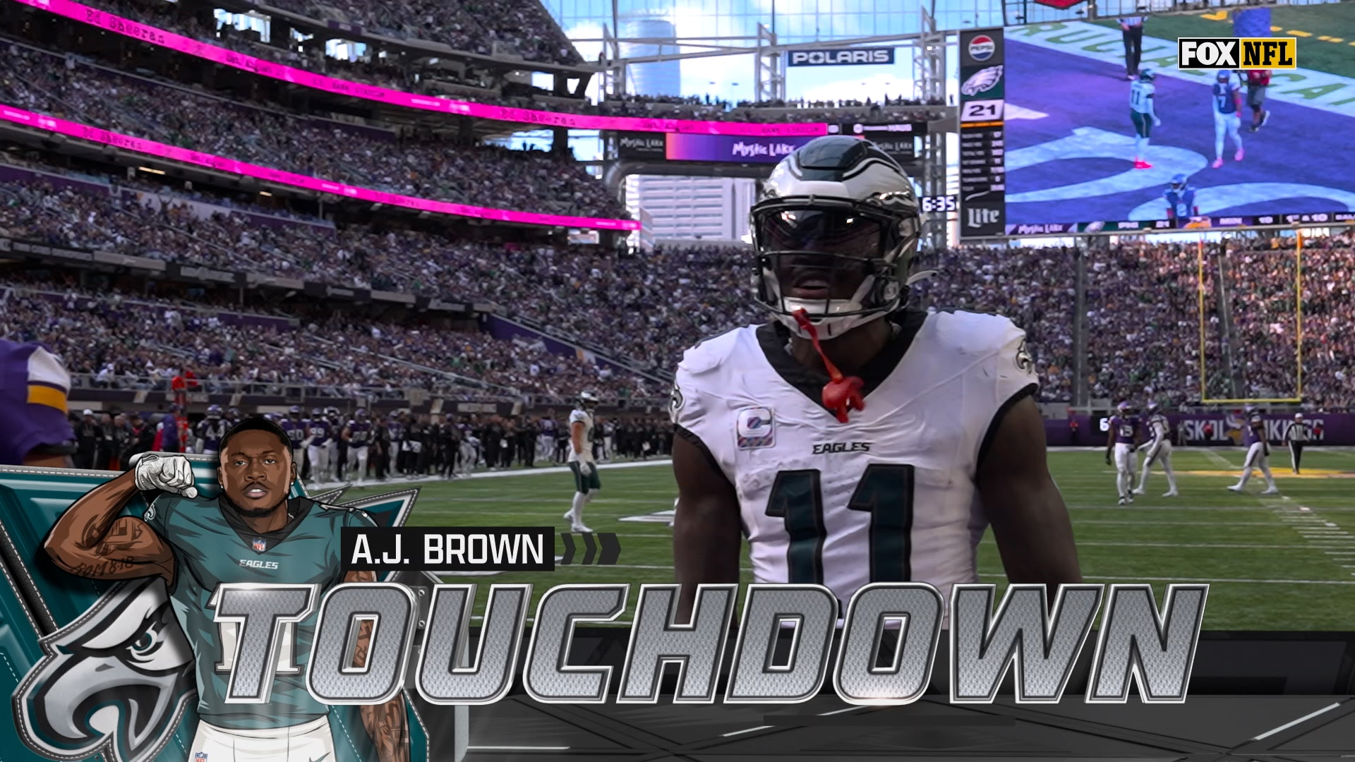 Jalen Hurts finds AJ Brown for second TD of the game, extending Eagles’ lead over Vikings | NFL Highlights