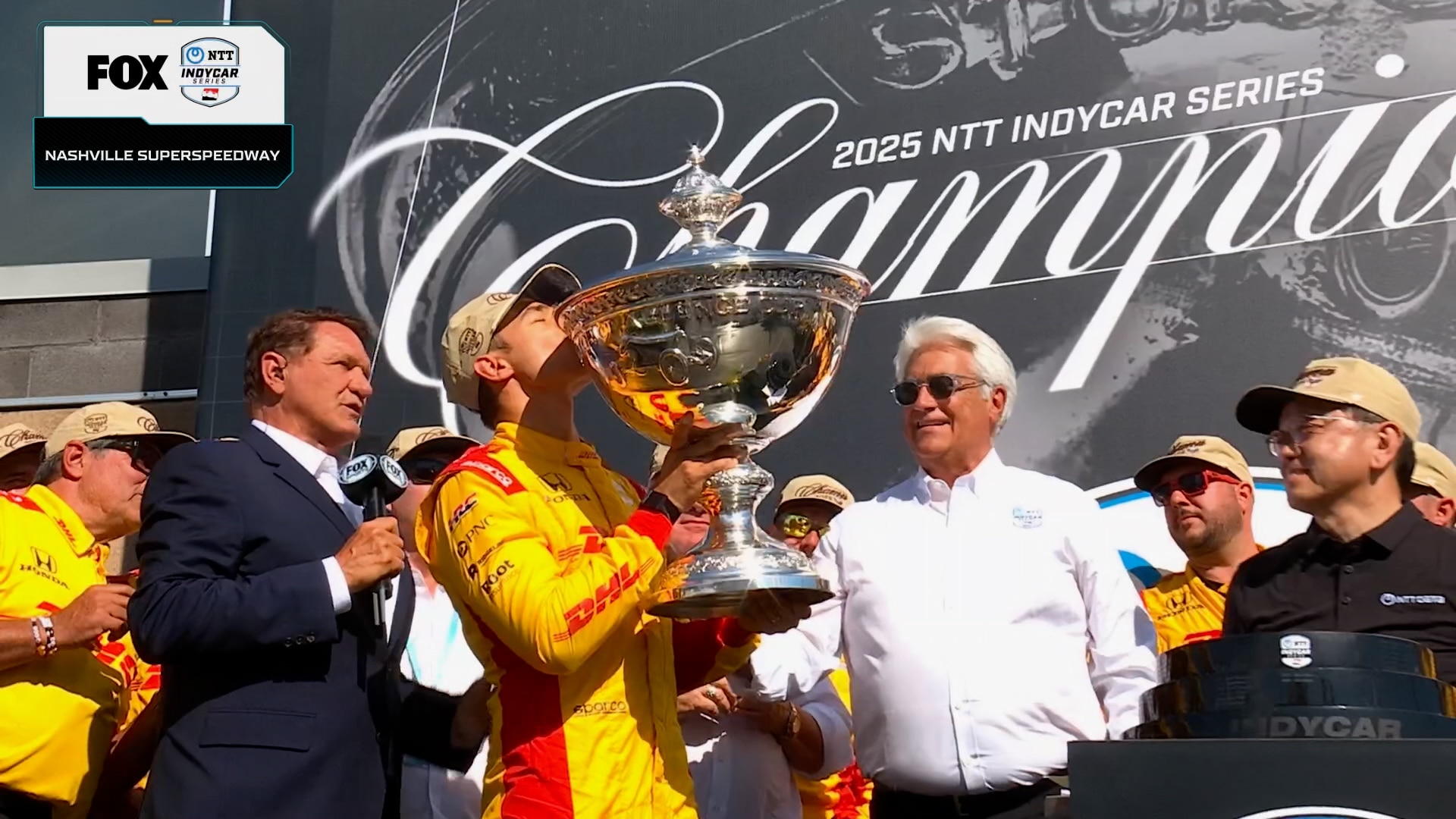 2025 NTT INDYCAR Championship Trophy Ceremony: Alex Palou lifts his 4th Astor Cup